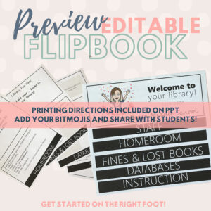 Library Orientation Printable Flipbook for Middle School Librarians Teach