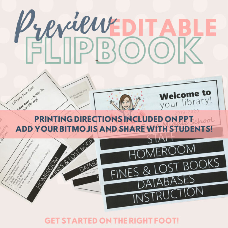 Library Orientation Printable Flipbook for Middle School Librarians Teach