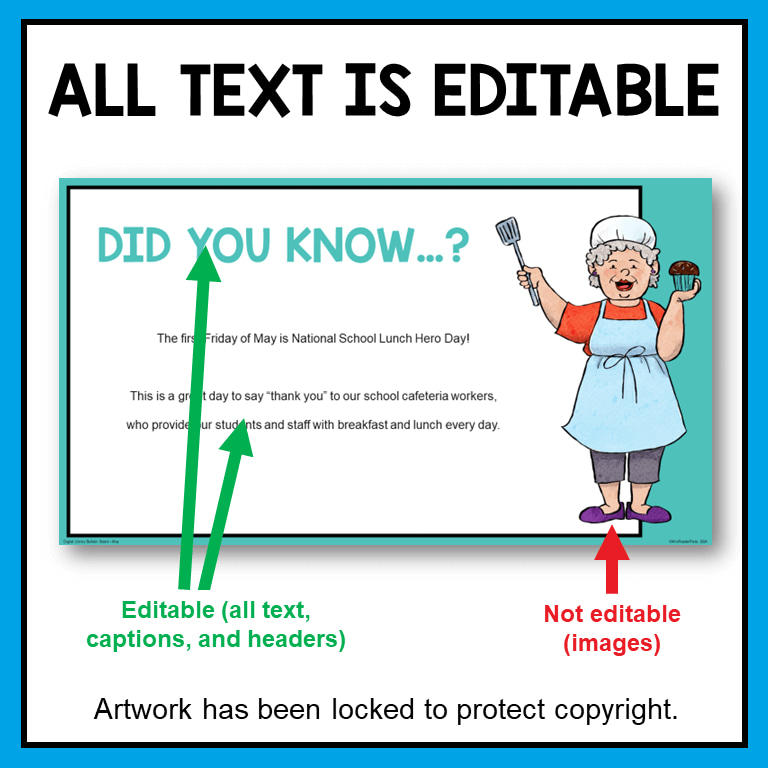 Did You Know slide with text, All Text is Editable.