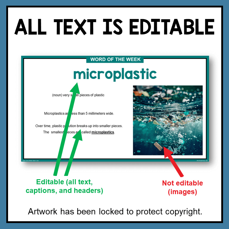 Microplastic slide with text, All Text is Editable.
