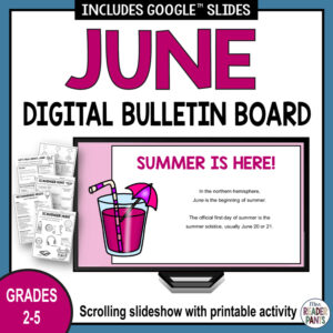 Summer is here slide with 3 pages of printables and text: Grades 2-5.