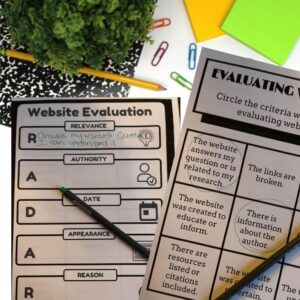 2 printable game activities for practicing website evaluation skills.