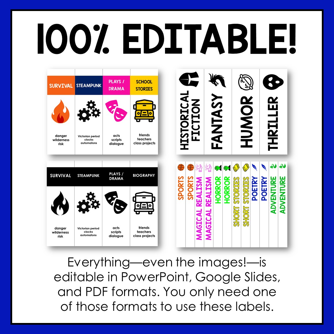 Library Genre Shelf Signs and Labels for Genrefying Your Collection | Librarians Teach library-genre-shelf-signs-and-labels-for-genrefying-your-collection-librarians-teach