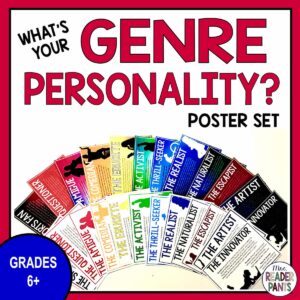 What's your genre personality poster set with with images of all posters layered on top of each other. Grades 6+