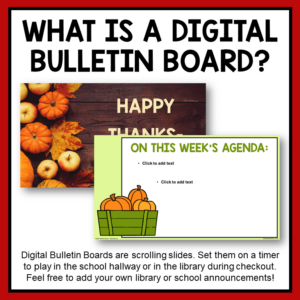 What is a Digital Bulletin Board? Digital Bulletin Boards are scrolling slides.