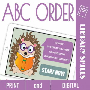 ABC Order Library Skills Print and Digital. Image from game.