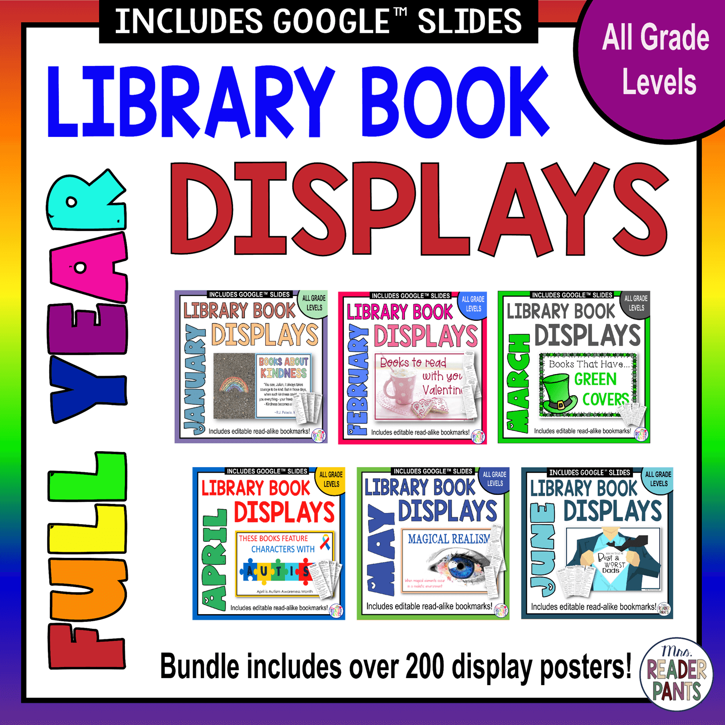 Full Year BUNDLE: Monthly Book Display Posters & Read-alike