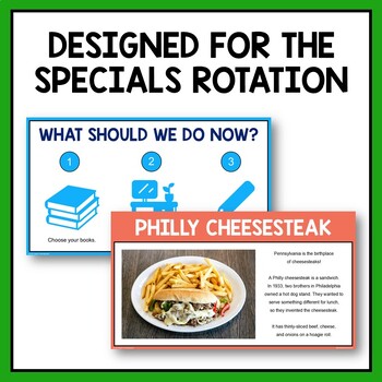 What Should We Do Now and Philly cheesesteak slides with text: Designed for the specials rotation.