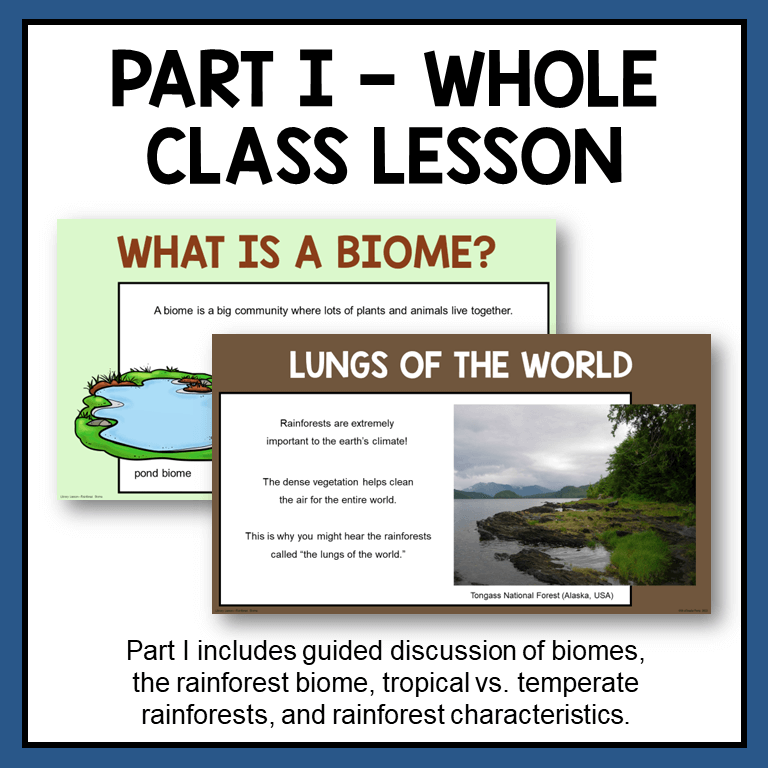 What is a biome and Lungs of the World slides with text: Part 1 - Whole Class Lesson.
