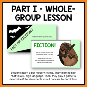 Guessing game fact or fiction slides with text: Part 1, Whole Group Lesson.
