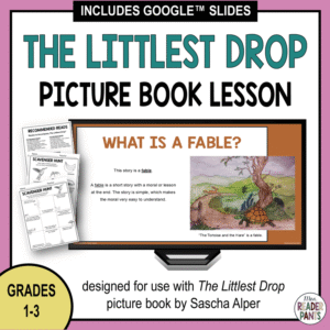 What is a fable slides with printable scavenger hunts, book list, and take-home activities with text: Grades 1-3.
