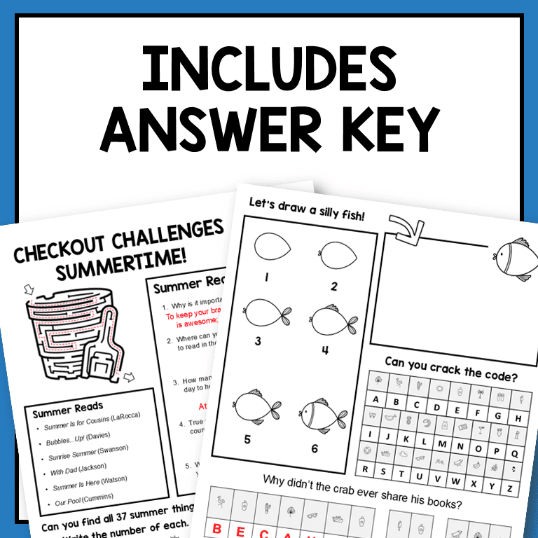 Answer key for printable activities.