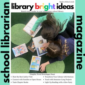 Students reading on a carpeted floor with text summary of magazine contents.