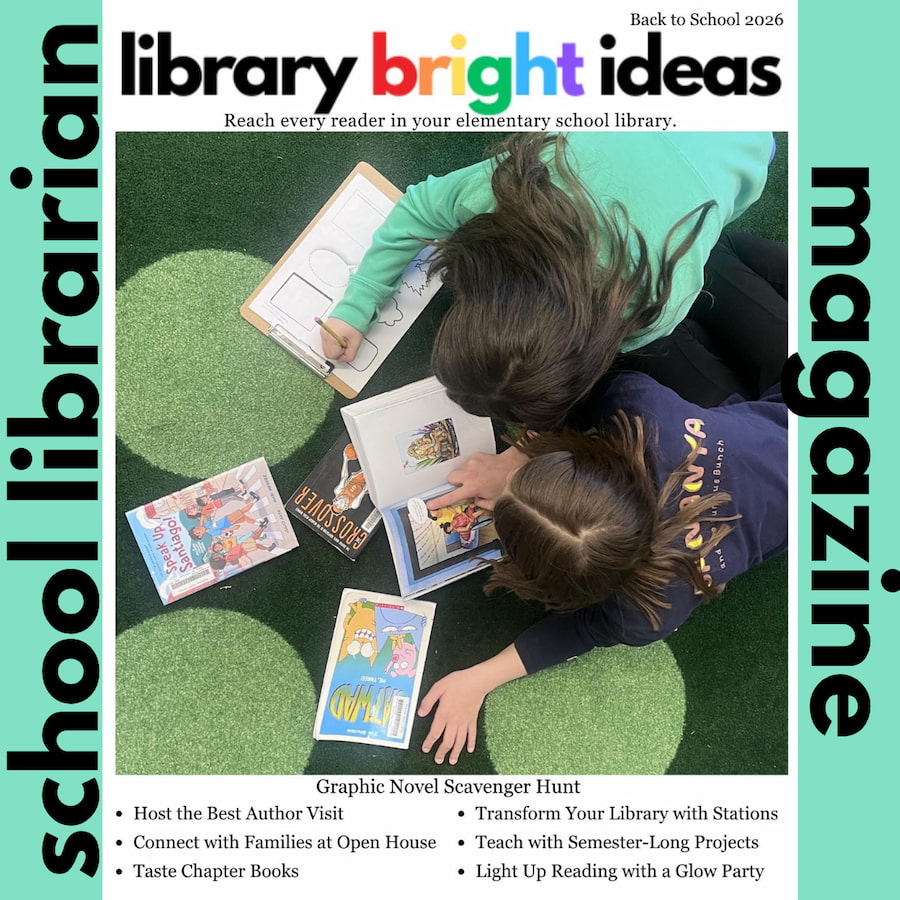 Students reading on a carpeted floor with text summary of magazine contents.
