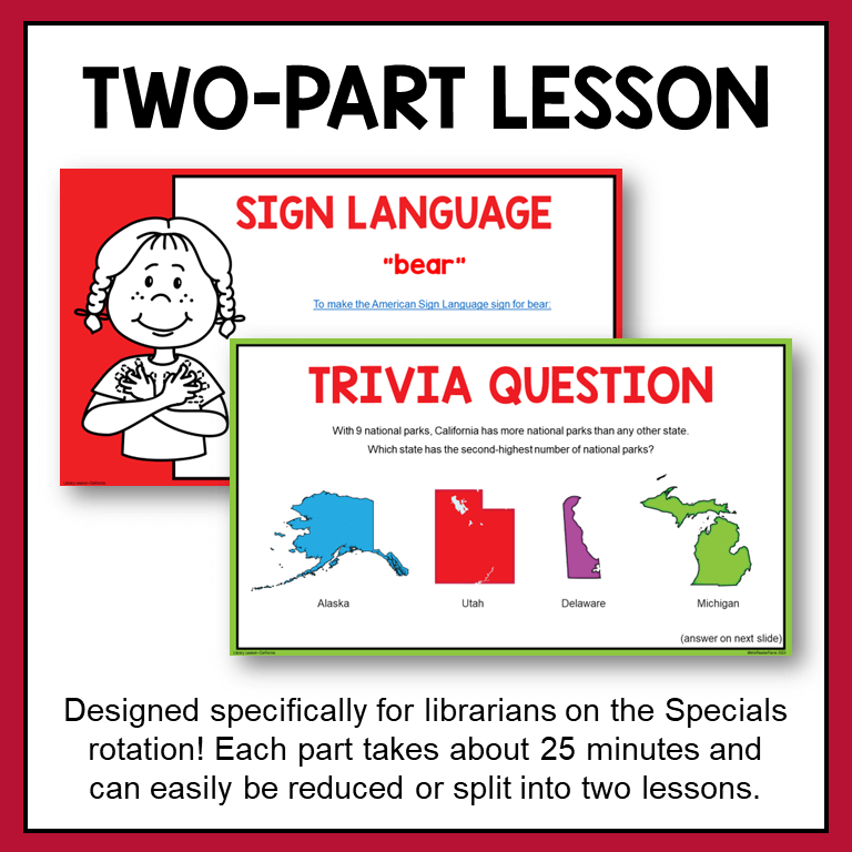 Two-Part Lesson with sample slides designed specifically for librarians on the Specials rotation! Each part takes about 25 minutes and can easily be reduced or split into two lessons.